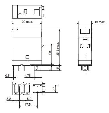 G2R-2-SN - 230 V AC bobin, DPDT (2 Form C), 5 A kontak, LED gösterge, soket montajı - Röle
